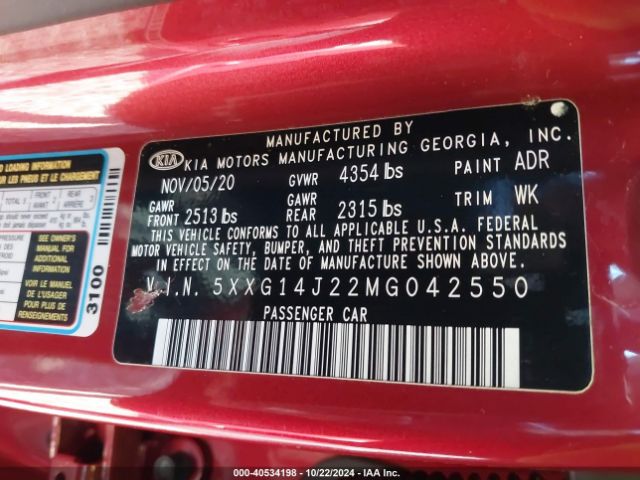 5XXG14J22MG042550 KIA K5 LXS