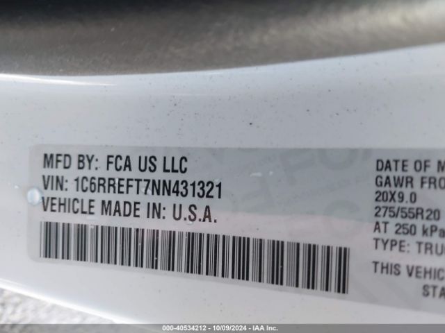 1C6RREFT7NN431321 RAM 1500 Big Horn  4x2 5'7 Box