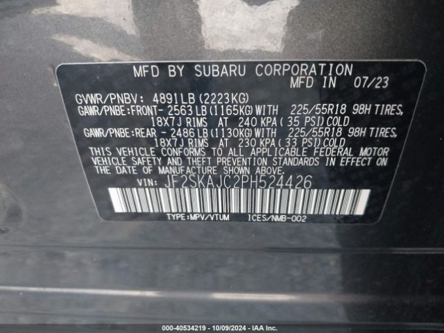 JF2SKAJC2PH524426 Subaru Forester Sport