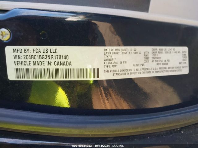 2C4RC1BG3NR170140 Chrysler Pacifica Touring L