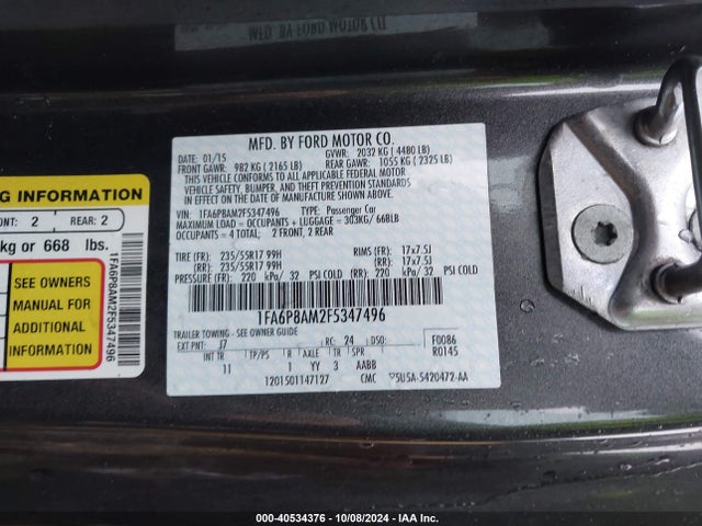 Ford Mustang V6 2015 1FA6P8AM2F5347496 Image 9