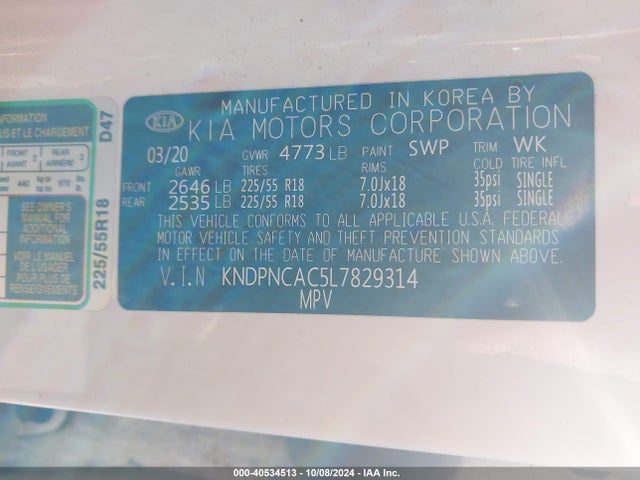KIA Sportage Ex 2020 KNDPNCAC5L7829314 Image 9