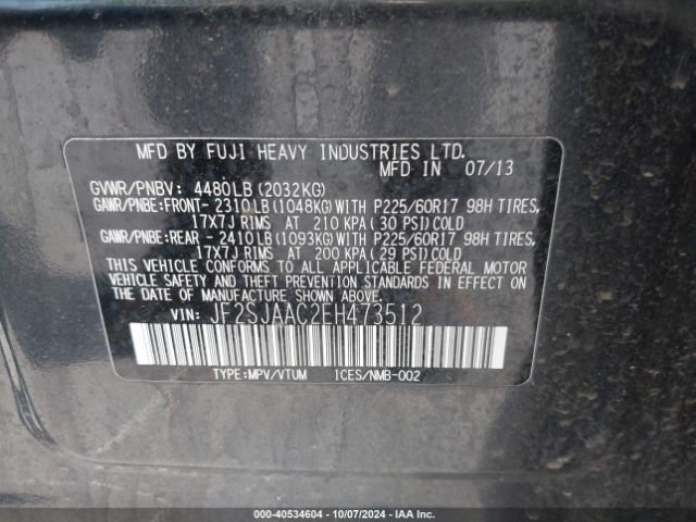 JF2SJAAC2EH473512 Subaru Forester 2.5i
