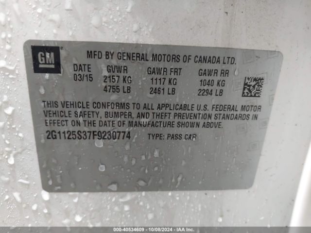 2G1125S37F9230774 Chevrolet Impala 2lt