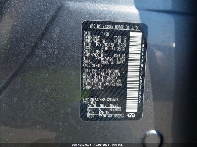 JN8AZ2NE0L9255553 Infiniti Qx80 Luxe Awd