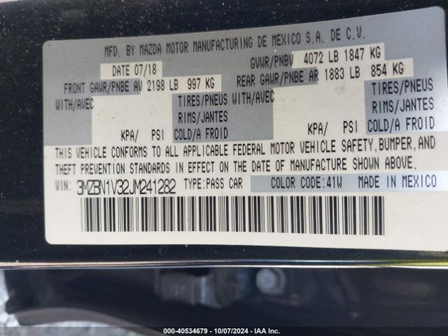 3MZBN1V32JM241282 Mazda Mazda3 Touring
