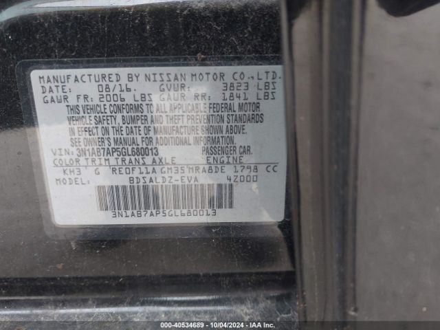 3N1AB7AP5GL680013 Nissan SENTRA SV
