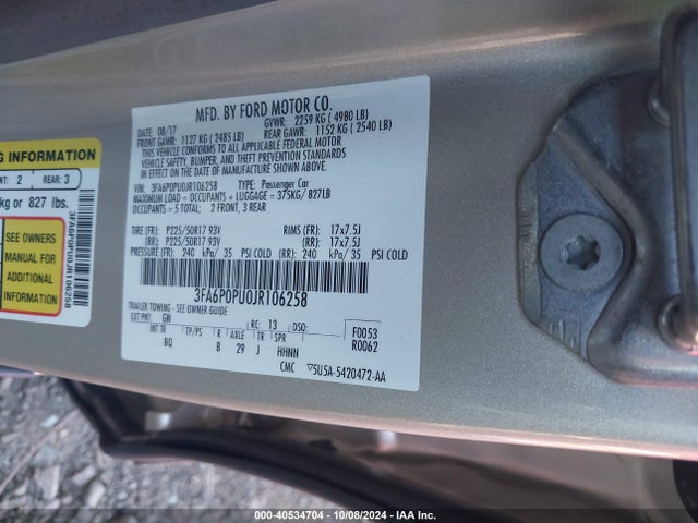 3FA6P0PU0JR106258 Ford Fusion Energi Se Luxury