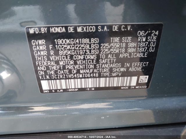 3CZRZ1H54SM706448 Honda Hr-v 2wd Sport
