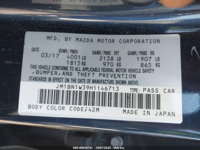 JM1BN1W39H1146713 Mazda Mazda3 Grand Touring