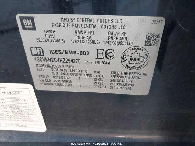 1GCVKNEC4HZ254270 Chevrolet Silverado 1500 Ls/wt