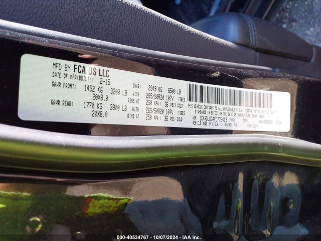 Dodge DURANGO LIMITED 2015 1C4RDJDG4FC772419 Image 9