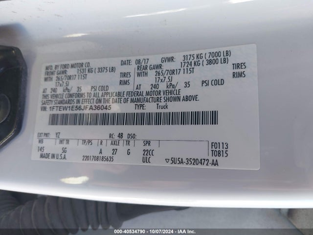 Ford F-150 Xl 2018 1FTEW1E56JFA36045 Image 9