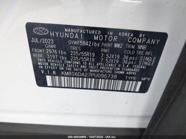 KM8S6DA27PU096738 Hyundai Santa Fe Plug-in Hybrid Sel Convenience