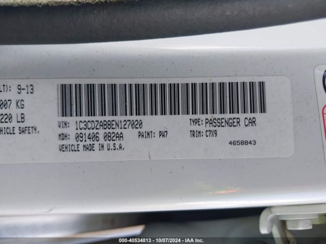 1C3CDZAB8EN127020 Dodge AVENGER SE