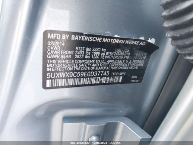 5UXWX9C59E0D37745 BMW X3 Xdrive28i