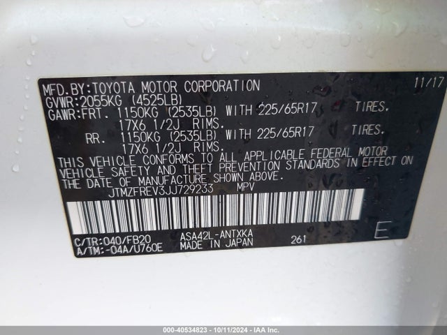 Toyota RAV4 LE 2018 JTMZFREV3JJ729233 Image 9