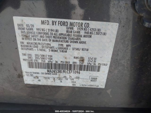 MAJ6S3KL9LC371096 Ford Ecosport Titanium