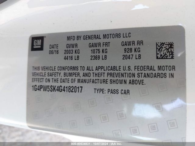 1G4PW5SK4G4182017 Buick Verano Sport Touring Group