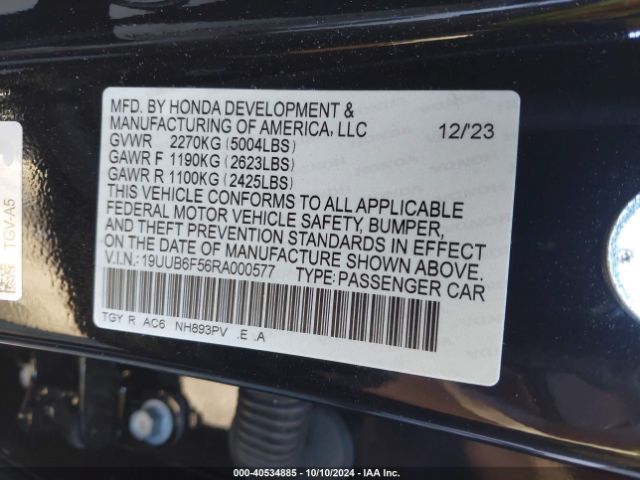 19UUB6F56RA000577 Acura Tlx A-spec Package