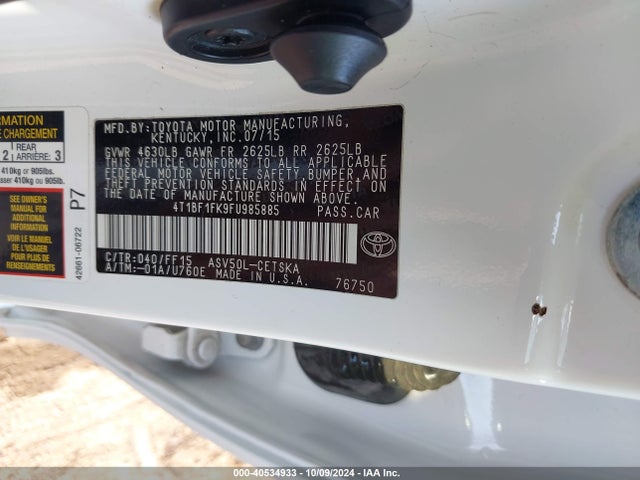 Toyota CAMRY SE 2015 4T1BF1FK9FU985885 Image 9