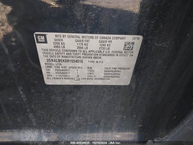 Chevrolet EQUINOX LS 2017 2GNALBEK6H1554510 Image 9