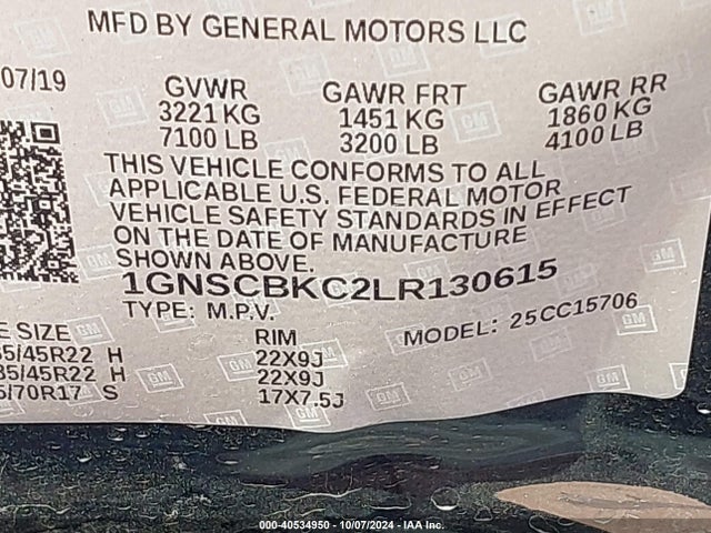 Chevrolet Tahoe 2wd Lt 2020 1GNSCBKC2LR130615 Image 9