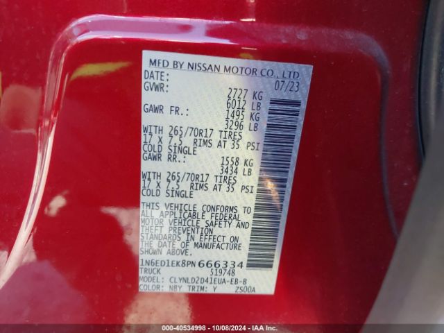 1N6ED1EK8PN666334 Nissan Frontier Pro-4x 4x4