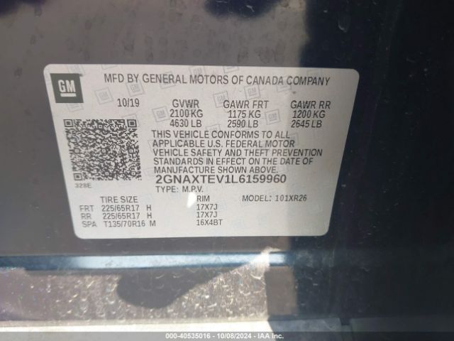 2GNAXTEV1L6159960 Chevrolet Equinox Awd 2fl
