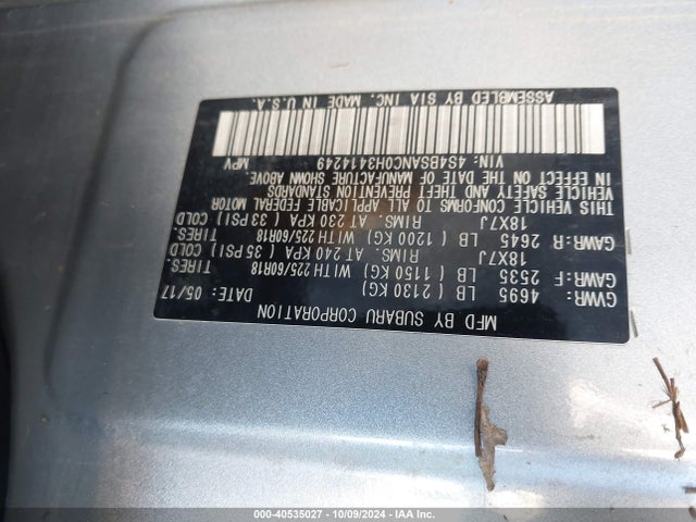 Subaru Outback 2.5i Limited 2017 4S4BSANC0H3414249 Image 9