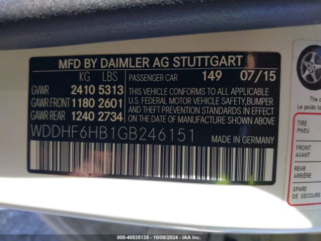 WDDHF6HB1GB246151 Mercedes-Benz E 400 4matic