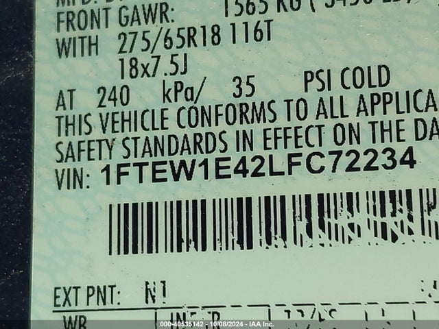 Ford F-150 Xlt 2020 1FTEW1E42LFC72234 Image 9