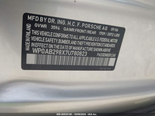 2007 PORSCHE CAYMAN S WP0AB298X7U780823 Photo 8
