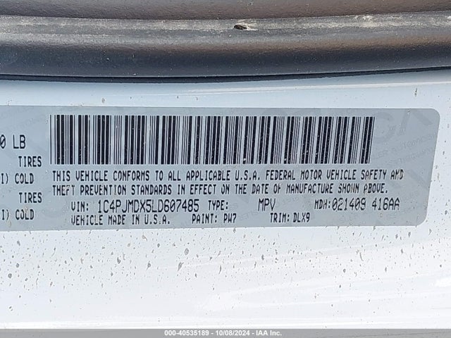 Jeep Cherokee Limited 4x4 2020 1C4PJMDX5LD607485 Image 9