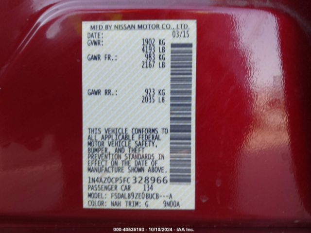 1N4AZ0CP5FC328966 Nissan LEAF S
