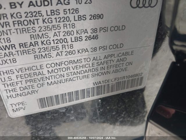 WA1DECF31R1046802 Audi Q3 Premium 45 Tfsi S Line Quattro Tiptronic