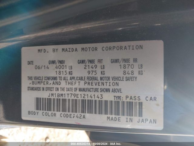 JM1BM1T79E1214143 Mazda Mazda3 I Sv