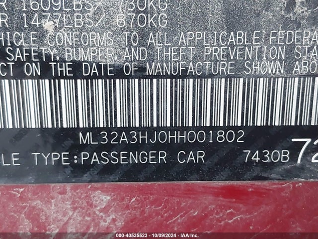 Mitsubishi MIRAGE ES 2017 ML32A3HJ0HH001802 Image 9