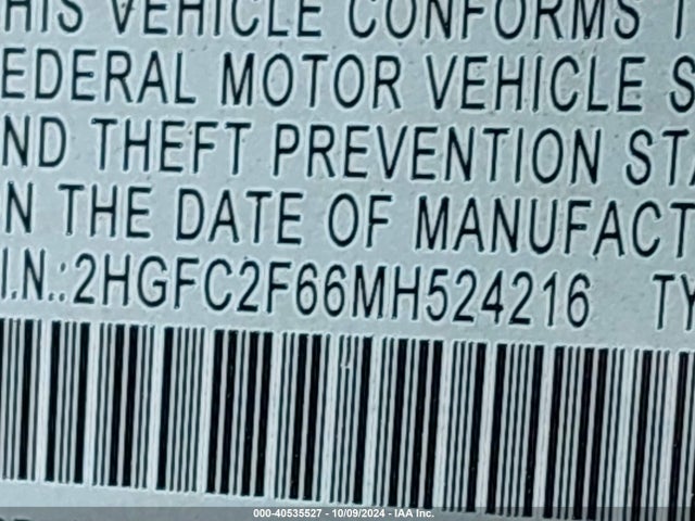 Honda Civic Lx 2021 2HGFC2F66MH524216 Image 9