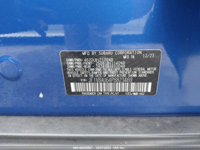 Subaru WRX GT 2023 JF1VBAU64P8823469 Image 9