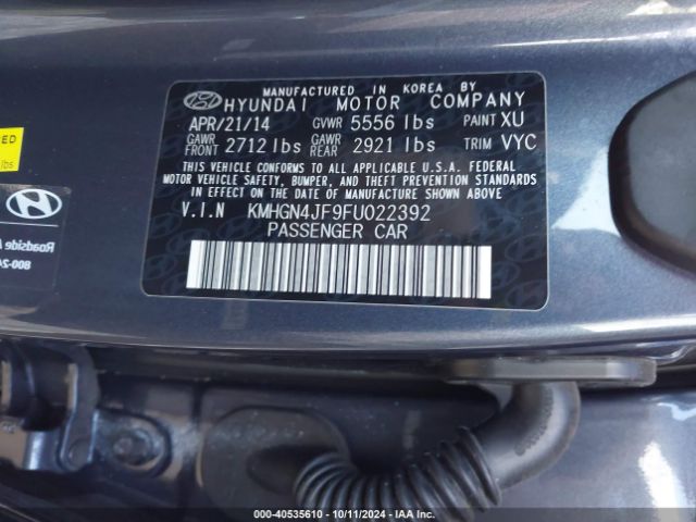 KMHGN4JF9FU022392 Hyundai Genesis 5.0