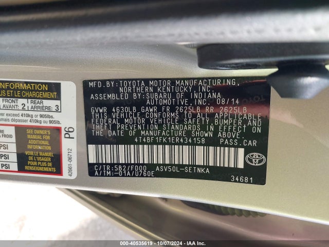 Toyota CAMRY LE 2014 4T4BF1FK1ER434158 Image 9