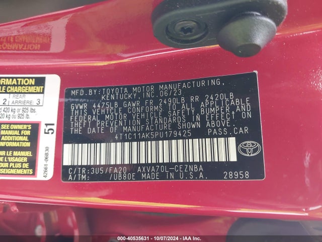 Toyota CAMRY LE 2023 4T1C11AK5PU179425 Image 9
