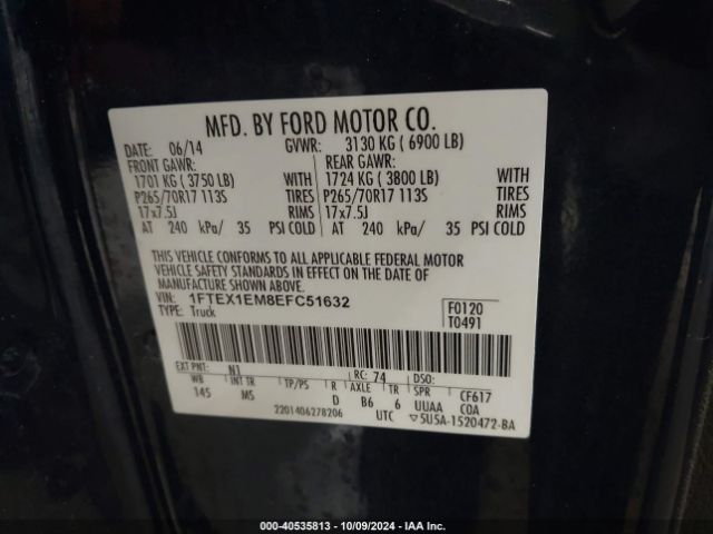 1FTEX1EM8EFC51632 Ford F-150 Xlt