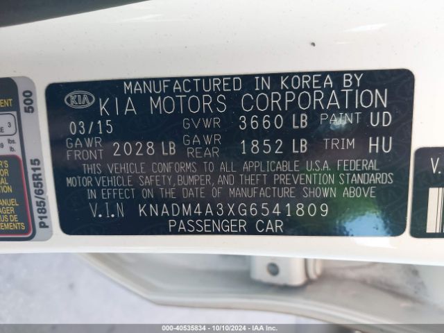 KNADM4A3XG6541809 KIA RIO LX