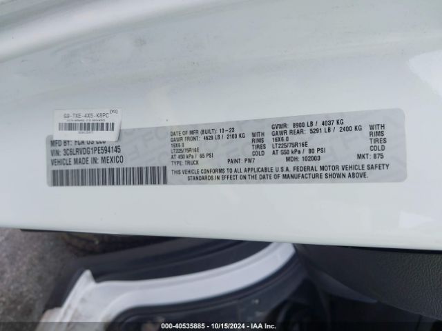 3C6LRVDG1PE594145 RAM Promaster 2500 High Roof 159 Wb