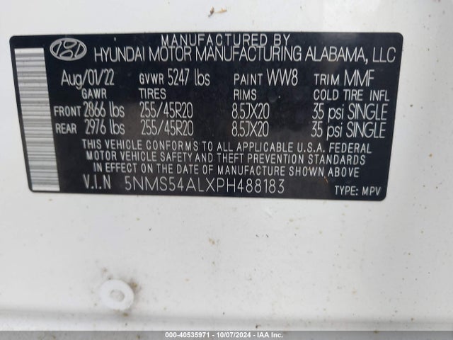 Hyundai Santa Fe Calligraphy 2023 5NMS54ALXPH488183 Image 9