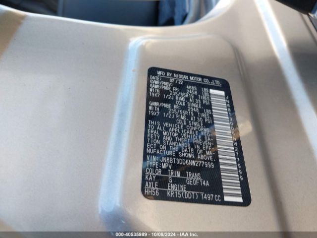 JN8BT3DD6NW277999 Nissan Rogue Platinum Intelligent Awd