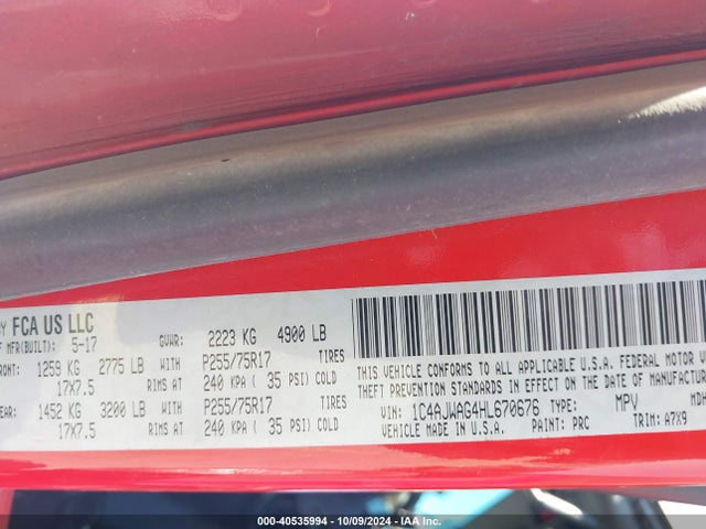 1C4AJWAG4HL670676 Jeep Wrangler Sport 4x4