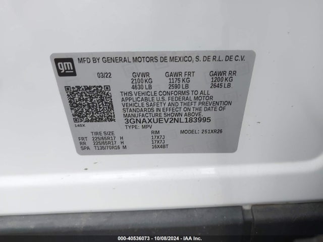 Chevrolet Equinox Awd Lt 2022 3GNAXUEV2NL183995 Image 9